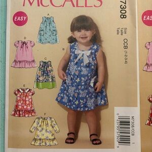 OCT SALE 6/$25+ship McCall’s Easy M7308 Toddlers Tent Dress Sewing Pattern